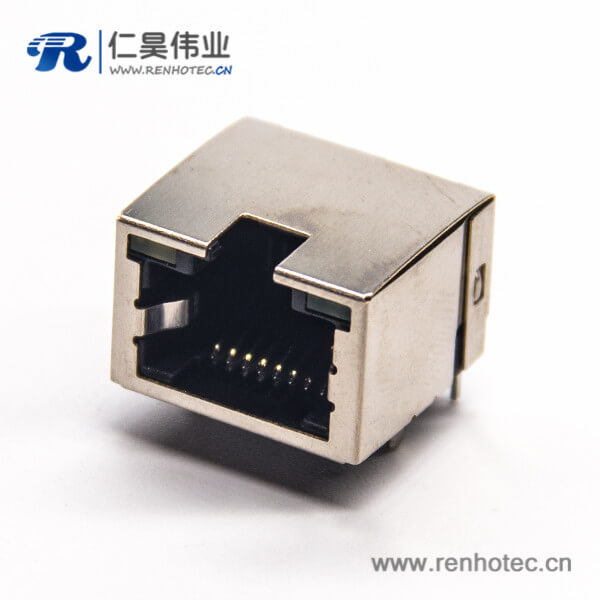 rj45網絡接口+8p8c彎式母座插PCB板帶燈帶彈片