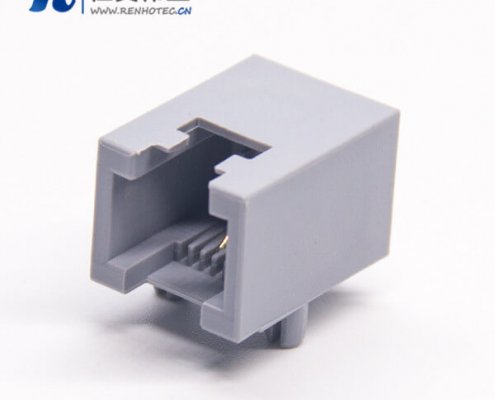 RJ11 6P2C灰色全塑模塊化接插件彎式插PCB板